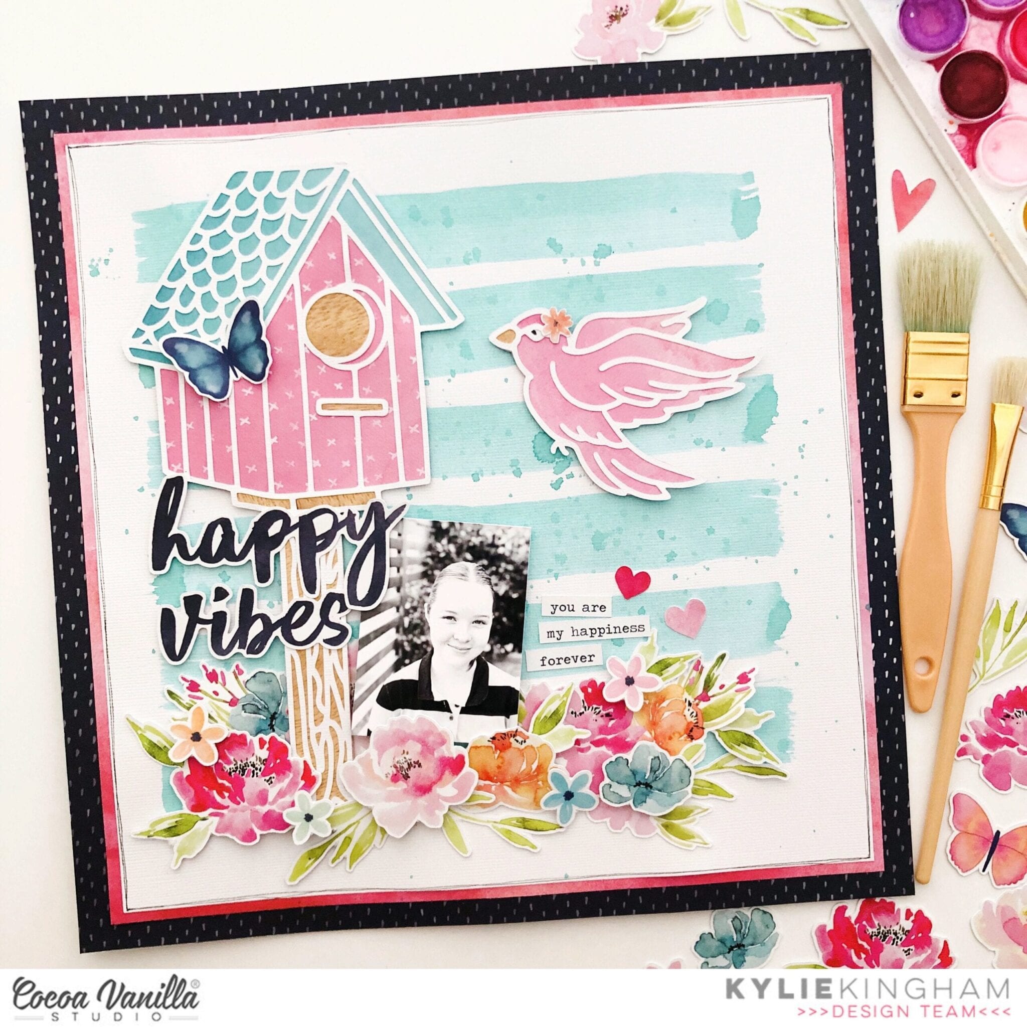 Happy Vibes layout | Happiness collection | Kylie Kingham.